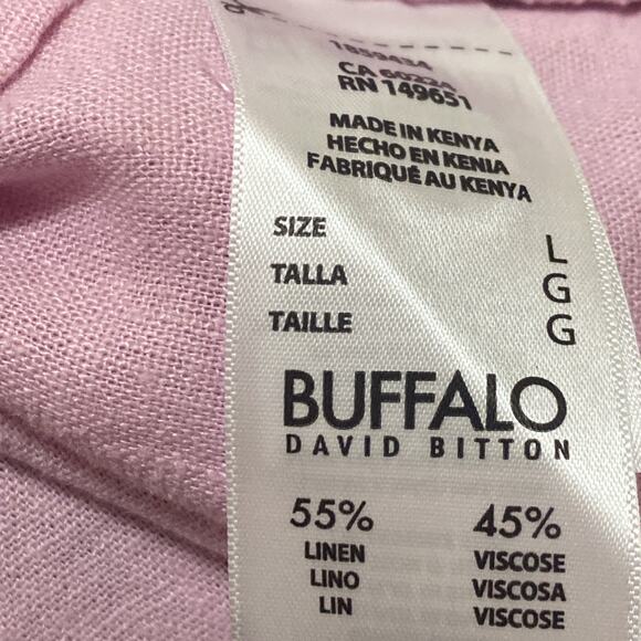 Buffalo David Bitton Button Down Blouse Pink Women's Sz Large Linen Blend - Picture 5 of 6